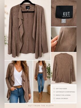 Chic / versatile Kut from the Kloth M faux suede jacket beautiful  brown 🤎